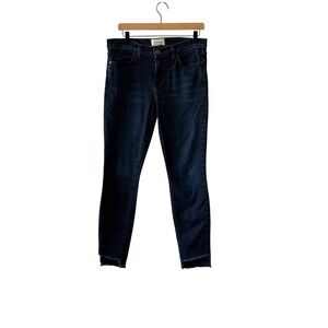 Current Elliott sz 31 Jeans High waist Stiletto Dark‎ Blue With Uneven Hem